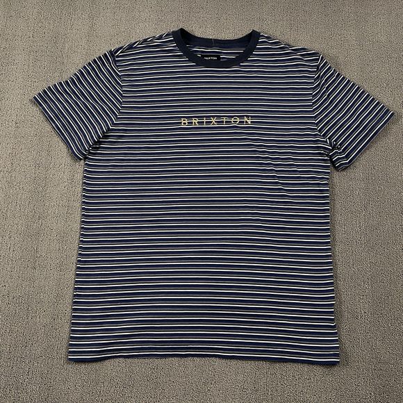 Brixton Shirt Adult Extra Large Striped Short Sleeve Streetwear Casual Men's - Picture 1 of 14